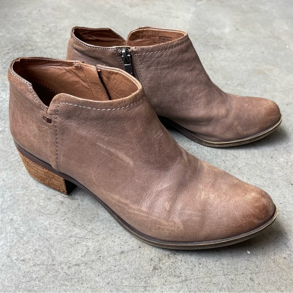 Lucky Brand Zip up Brown/Tan Leather Booties Women’s 9.5